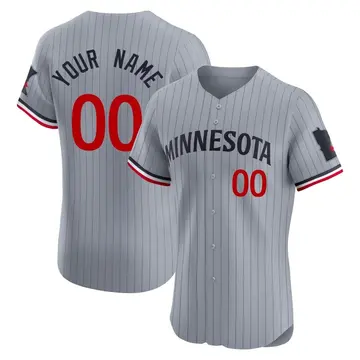 Elite Men's Custom Gray Minnesota Twins Road Jersey