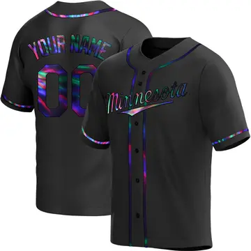 Replica Men's Custom Black Minnesota Twins Holographic Alternate Jersey
