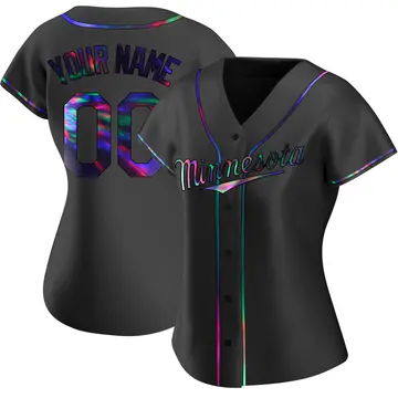 Replica Women's Custom Black Minnesota Twins Holographic Alternate Jersey