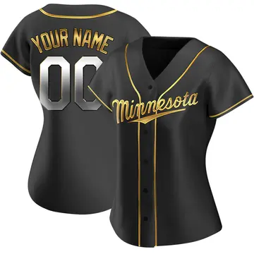 Replica Women's Custom Gold Minnesota Twins Black en Alternate Jersey