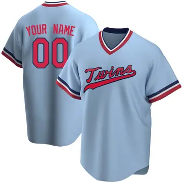 Replica Youth Custom Light Blue Minnesota Twins Road Cooperstown Collection Jersey